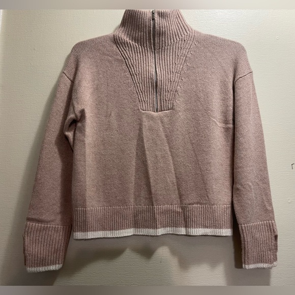 White+Warren Wool Cashmere Blend 1/2 Zip Turtleneck Knit Sweater Brown Size XS - Picture 1 of 9